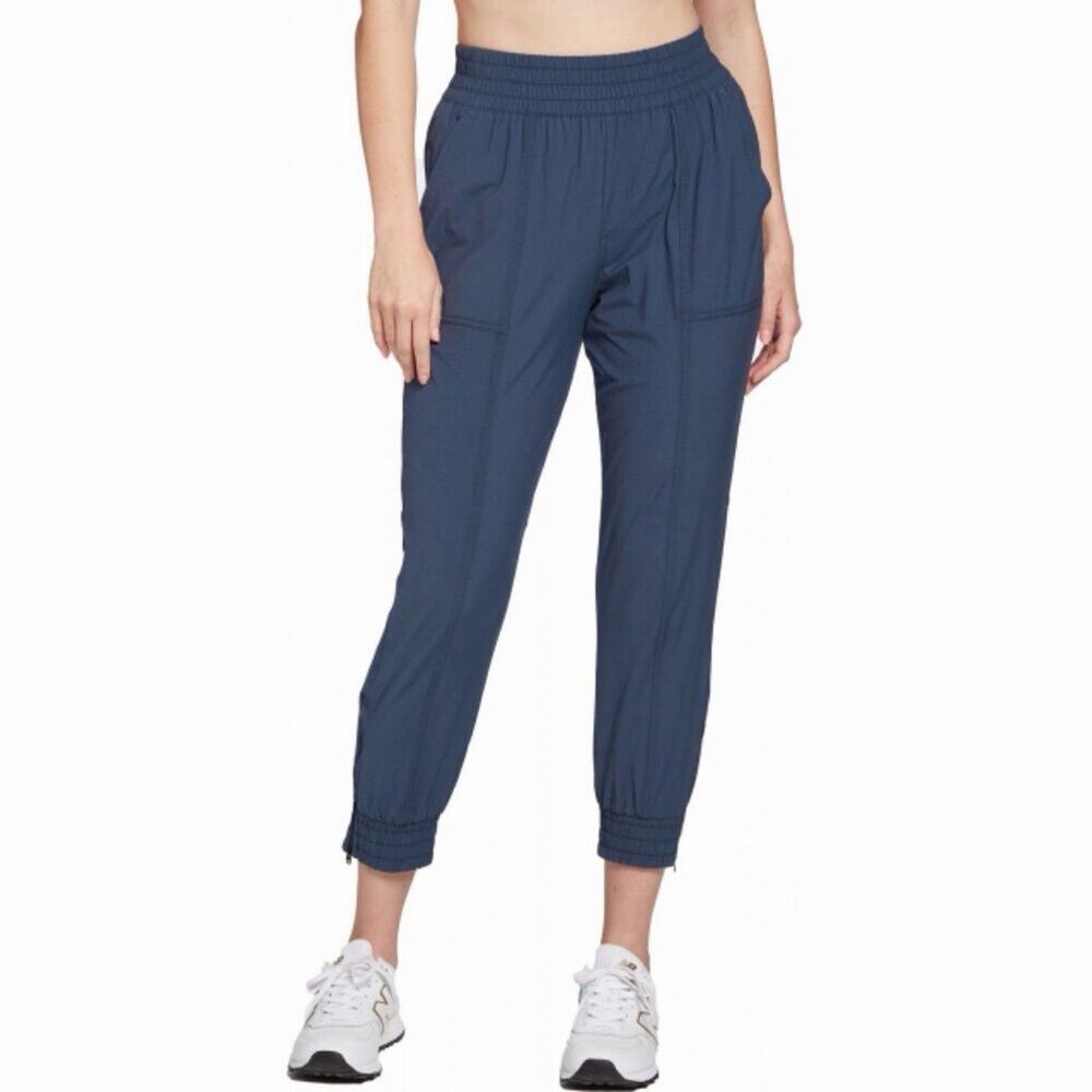 CALIA by Carrie Underwood Nyluxe Woven Ankle Zip Athletic Jogger Pant Blue Mediu